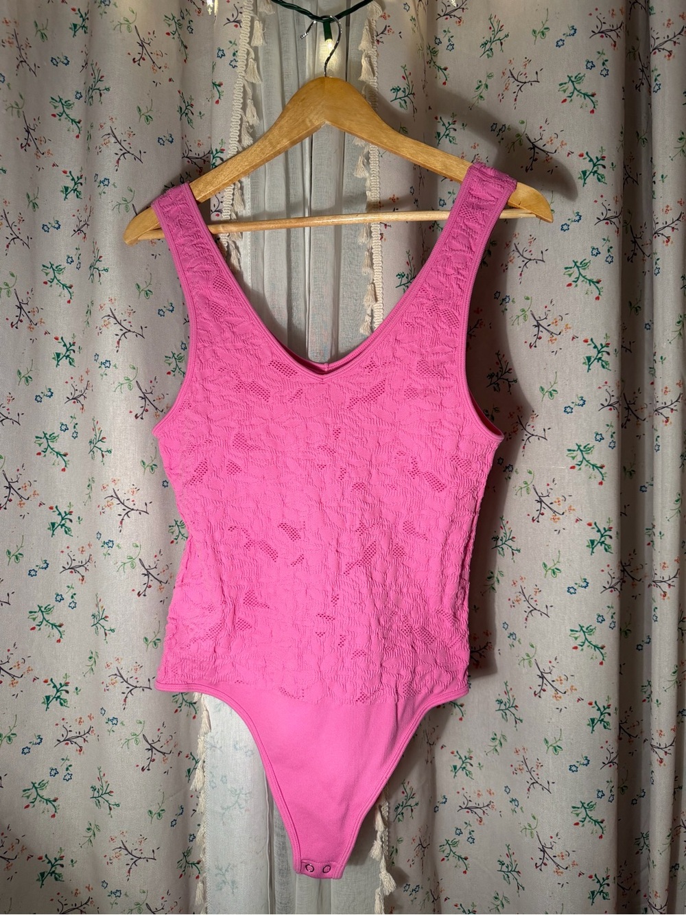 Bright Pink Lace Bodysuit
